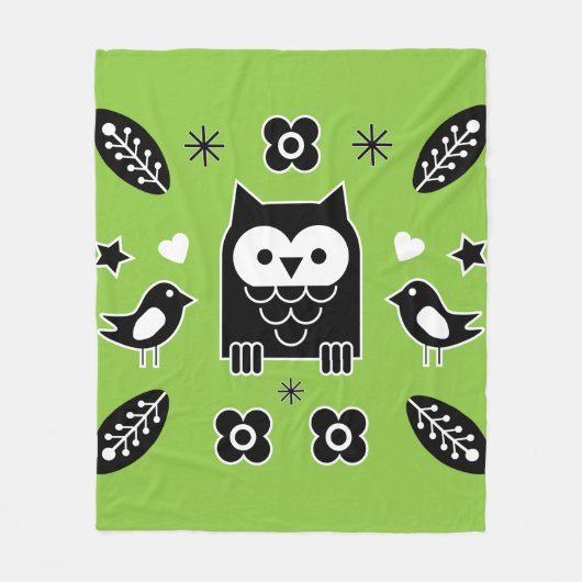 Skandinavisches Owl Folkloregeschenk Fleecedecke (Vorderseite)