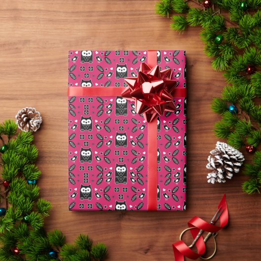 Skandinavisches Owl Folkloregeschenk Geschenkpapier (Feiertagsgeschenk)