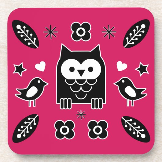 Skandinavisches Owl Folkloregeschenk Getränkeuntersetzer (Vorderseite)
