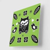 Skandinavisches Owl Folkloregeschenk Quadratische Wanduhr (Winkel)