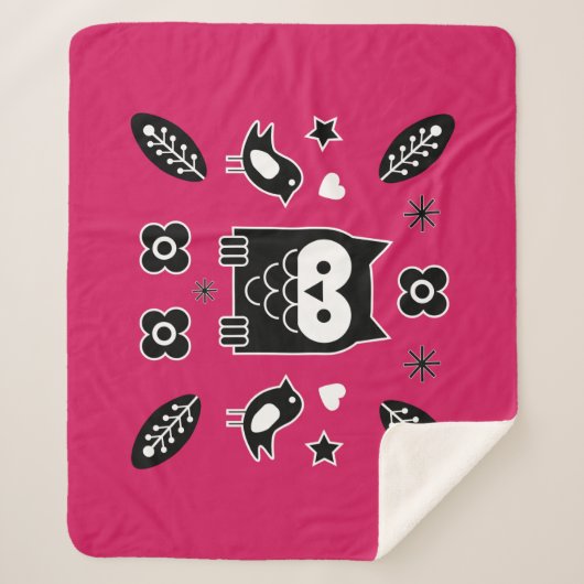 Skandinavisches Owl Folkloregeschenk Sherpadecke (Vorderseite)