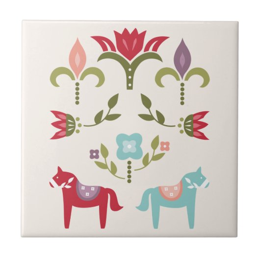 Skandinavisches Pferdemuster Fliese (Vorderseite)