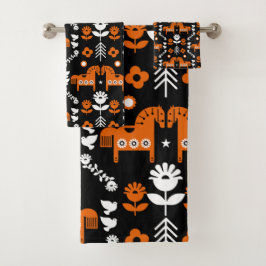 Skandinavisches Pferdervolk Badhandtuch Set