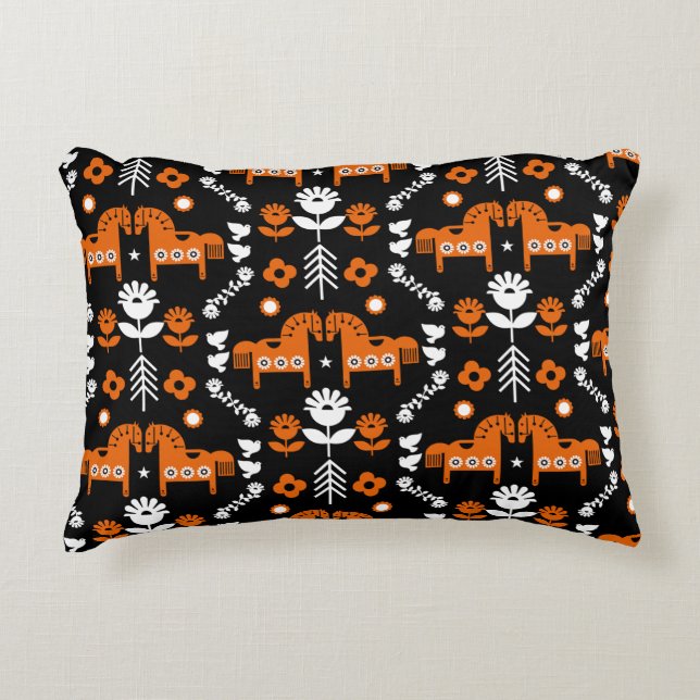 Skandinavisches Pferdervolk Dekokissen (Vorderseite)