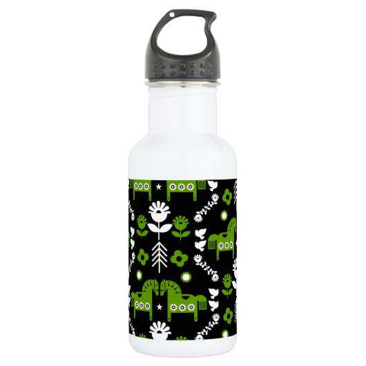 Skandinavisches Pferdervolk Edelstahlflasche (Vorderseite)