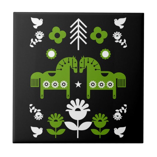 Skandinavisches Pferdervolk Fliese (Vorderseite)