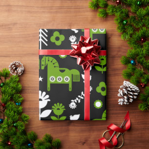 Skandinavisches Pferdervolk Geschenkpapier