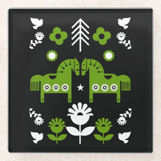 Skandinavisches Pferdervolk Glasuntersetzer (Vorderseite)