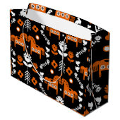 Skandinavisches Pferdervolk Große Geschenktüte (Rückseite Schrägansicht)