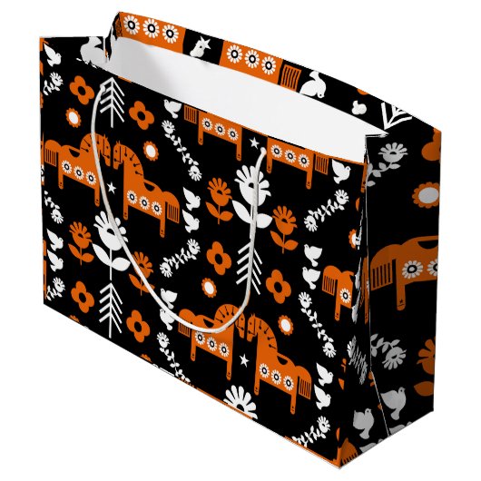 Skandinavisches Pferdervolk Große Geschenktüte (Rückseite Schrägansicht)