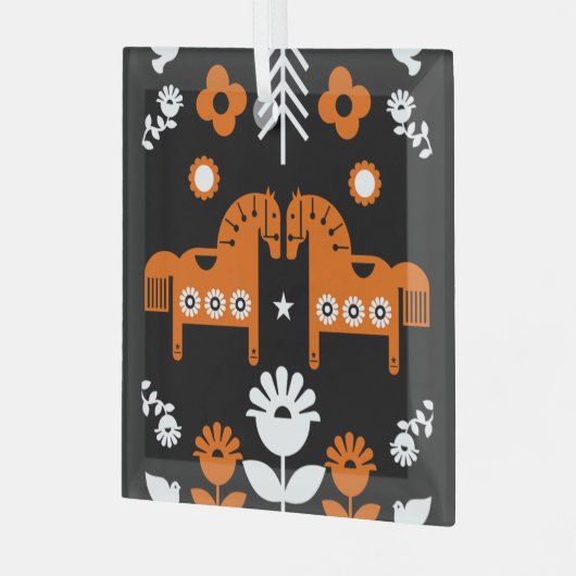 Skandinavisches Pferdervolk Ornament Aus Glas (Vorderseite links)