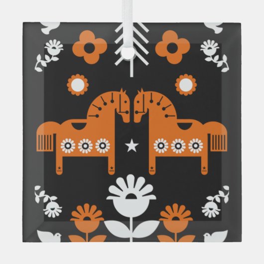 Skandinavisches Pferdervolk Ornament Aus Glas (Vorderseite)