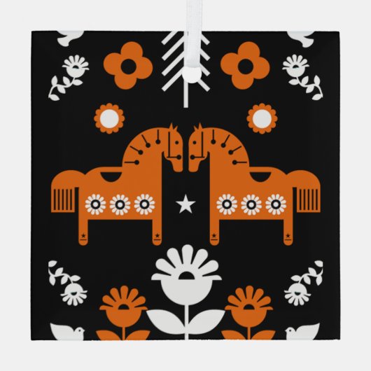 Skandinavisches Pferdervolk Ornament Aus Glas (Rückseite)