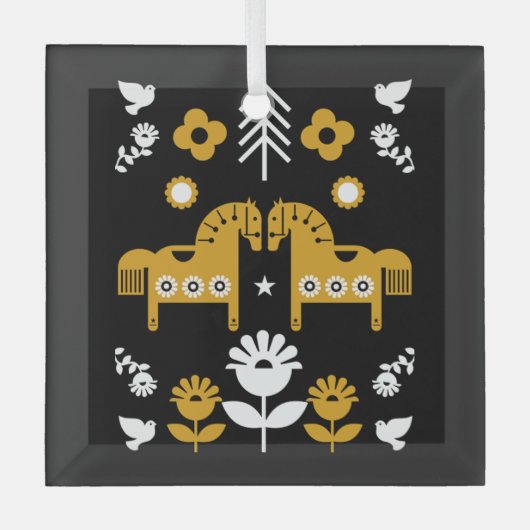 Skandinavisches Pferdervolk Ornament Aus Glas (Vorderseite)