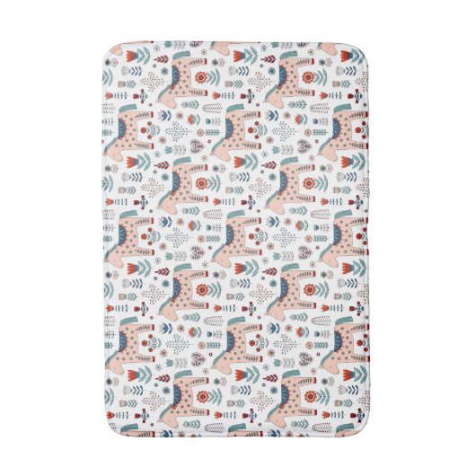 Skandinavisches PferdeVolkskunst-Muster Badematte (Vorderseite Vertikal)