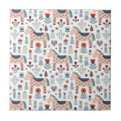 Skandinavisches PferdeVolkskunst-Muster Fliese (Vorderseite)