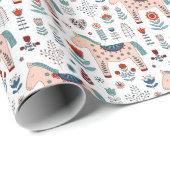 Skandinavisches PferdeVolkskunst-Muster Geschenkpapier (Rolleneckpunkt)