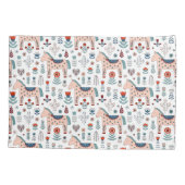 Skandinavisches PferdeVolkskunst-Muster Kissenbezug (Rückseite-Links)