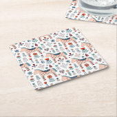 Skandinavisches PferdeVolkskunst-Muster Rechteckiger Pappuntersetzer (angewinkelt)