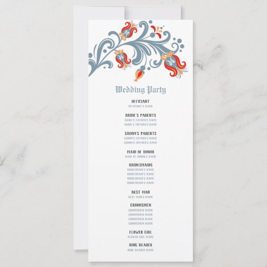 Skandinavisches Programm für Volkshochzeiten (Rückseite)