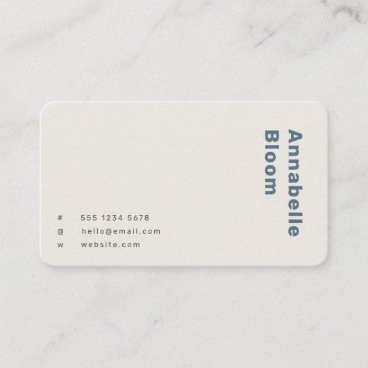 Skandinavisches Rauchblau Minimalistisch Einfach Visitenkarte (Vorderseite)