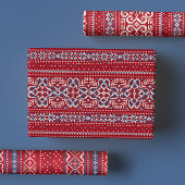 Skandinavisches Red & Blue Winter Sweater Muster Geschenkpapier Set