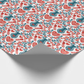 Skandinavisches Ren-und Herz-Weihnachtsmuster Geschenkpapier (Ecke)