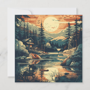Skandinavisches Retro Art Mountain Zuhause