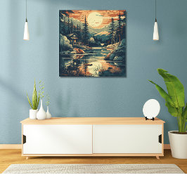 Skandinavisches Retro Art Mountain Zuhause Poster