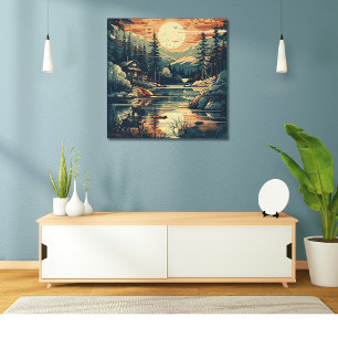 Skandinavisches Retro Art Mountain Zuhause Poster