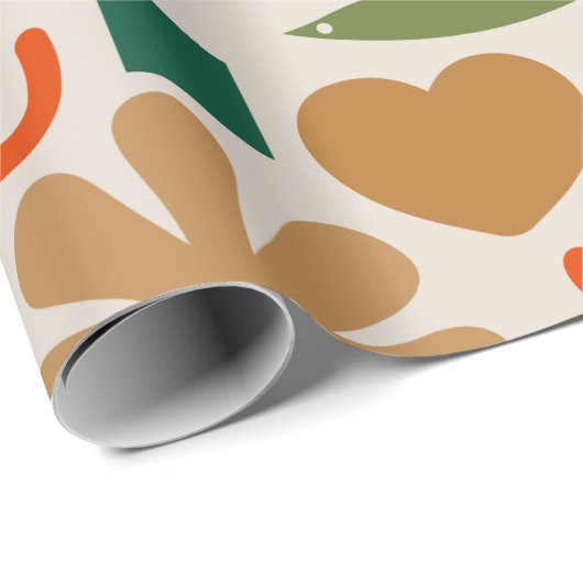 skandinavisches Retro Rustikales Weihnachtsmuster Geschenkpapier (Rolleneckpunkt)