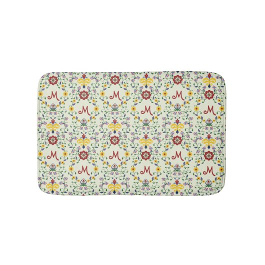 Skandinavisches Rosemaling Monogram Muster Nordic Badematte (Vorderseite)