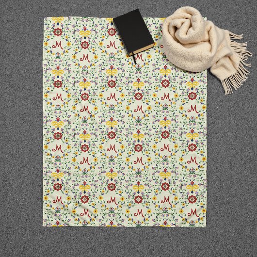 Skandinavisches Rosemaling Monogram Muster Nordic Fleecedecke
