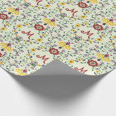 Skandinavisches Rosemaling Monogram Muster Nordic Geschenkpapier (Ecke)