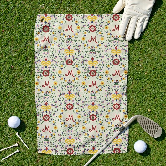 Skandinavisches Rosemaling Monogram Muster Nordic Golfhandtuch