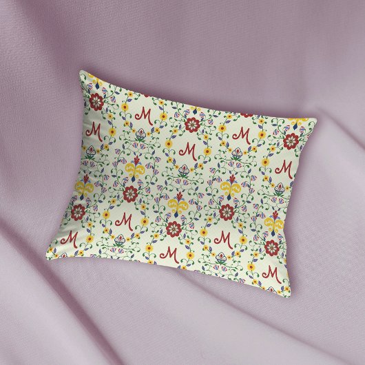 Skandinavisches Rosemaling Monogram Muster Nordic Kissenbezug