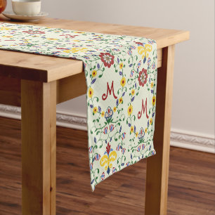 Skandinavisches Rosemaling Monogram Muster Nordic Kurzer Tischläufer