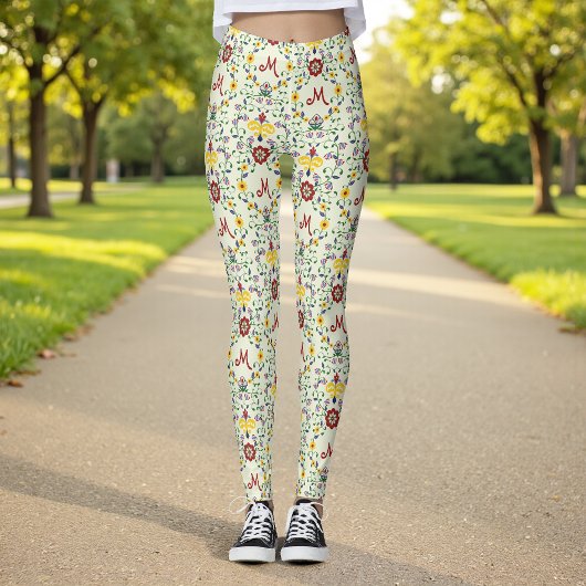 Skandinavisches Rosemaling Monogram Muster Nordic Leggings