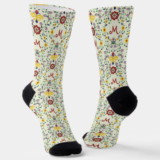 Skandinavisches Rosemaling Monogram Muster Nordic Socken (Gewinkelt)