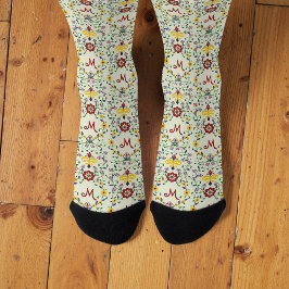 Skandinavisches Rosemaling Monogram Muster Nordic Socken