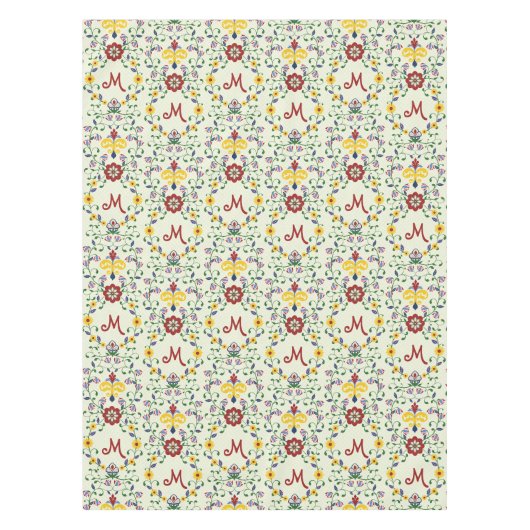 Skandinavisches Rosemaling Monogram Muster Nordic Tischdecke (Vorderseite)