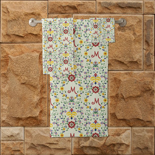 Skandinavisches Rosemaling-Monogramm-Muster Nordic Badhandtuch Set