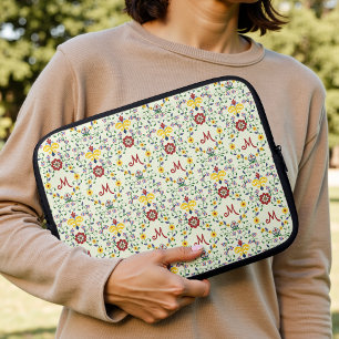 Skandinavisches Rosemaling-Monogramm-Muster Nordic Laptopschutzhülle