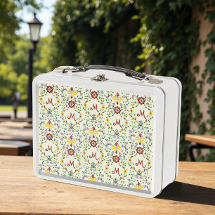Skandinavisches Rosemaling-Monogramm-Muster Nordic Metall Brotdose