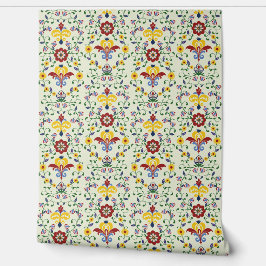 Skandinavisches Rosemaling Muster Nordic Floral Ar Tapete