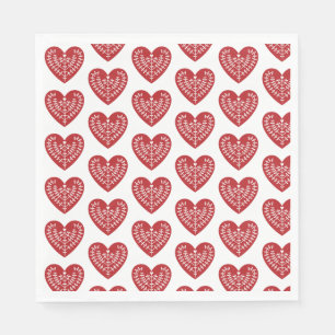 Skandinavisches rotes Herz-Papierservietten Serviette