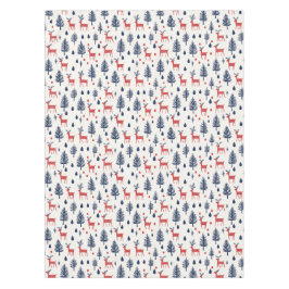 Skandinavisches Rotes und Blaues Hirschwald Tischdecke