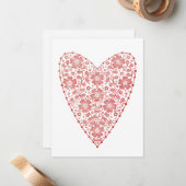 Skandinavisches Rotes Walentiner Herz Mitteilungskarte (Vorderseite/Rückseite Beispiel)