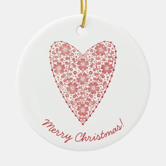 Skandinavisches Rotes Weihnachtsfest Keramik Ornament (Vorne)