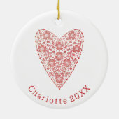 Skandinavisches Rotes Weiß Personalisiert Keramik Ornament (Hinten)